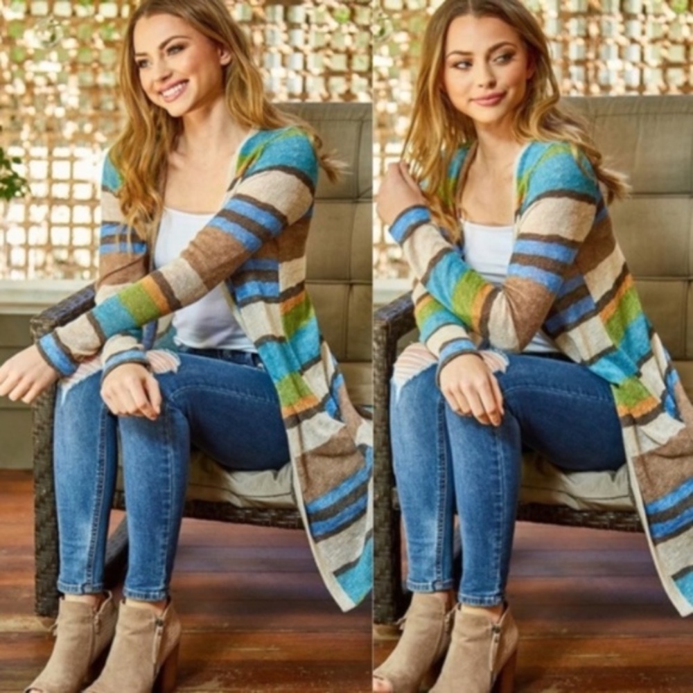 Beautiful Multi Colored Cardigan Sweater - Picture 1 of 4
